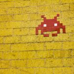mosaic alien on wall
