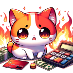 Dall·e 2023 10 16 20.40.18 High Resolution Horizontal Vector Depiction On A White Background. The Chibi Cat, With Its Vibrant Hues Of Orange, Red, And Yellow, Sits With A Calcul